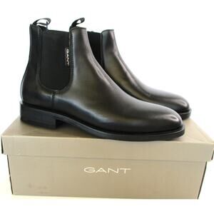 New GANT Brockwill Black Leather Chelsea Ankle Boots Men 9.5 EU 43 Portugal